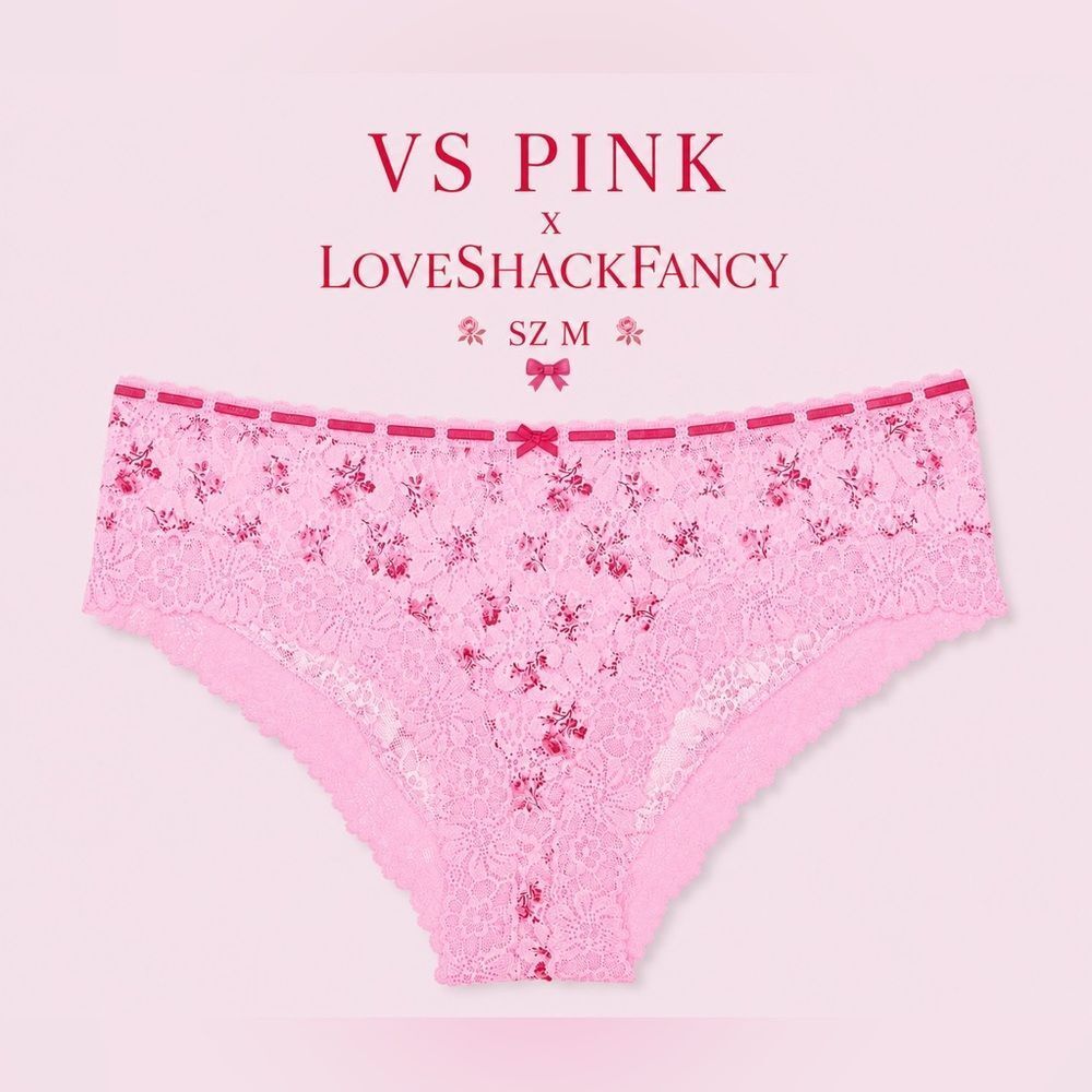 NWT SZ M PINK X LOVESHACKFANCY FLORAL CHEEKY PANTY